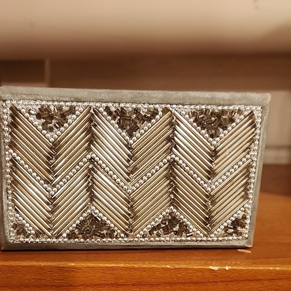 Vintage Beaded Chevron Jewelry Box